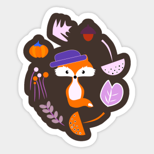 Cute fox in autumn Sticker